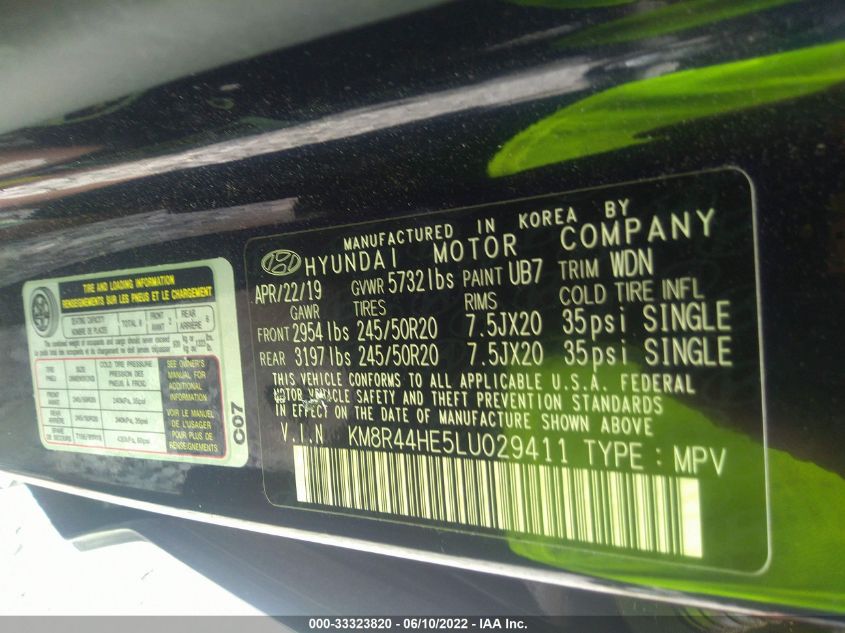 2020 HYUNDAI PALISADE SEL KM8R44HE5LU029411
