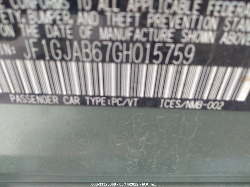 2016 SUBARU IMPREZA SEDAN PREMIUM JF1GJAB67GH015759