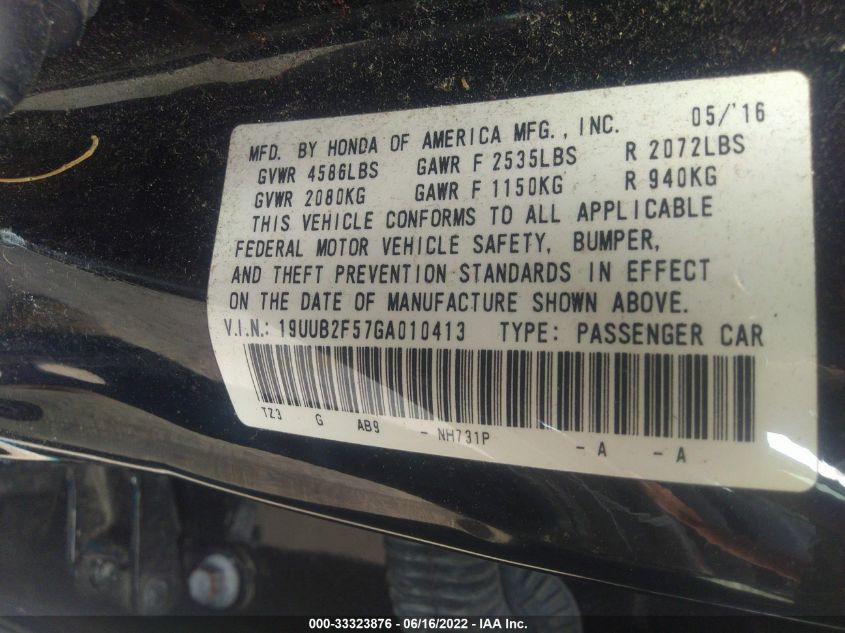 2016 ACURA TLX V6 TECH 19UUB2F57GA010413