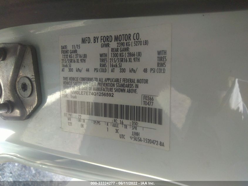 2016 FORD TRANSIT CONNECT XL NM0LE7E74G1256592