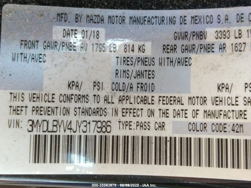 2018 TOYOTA YARIS IA 3MYDLBYV4JY317986