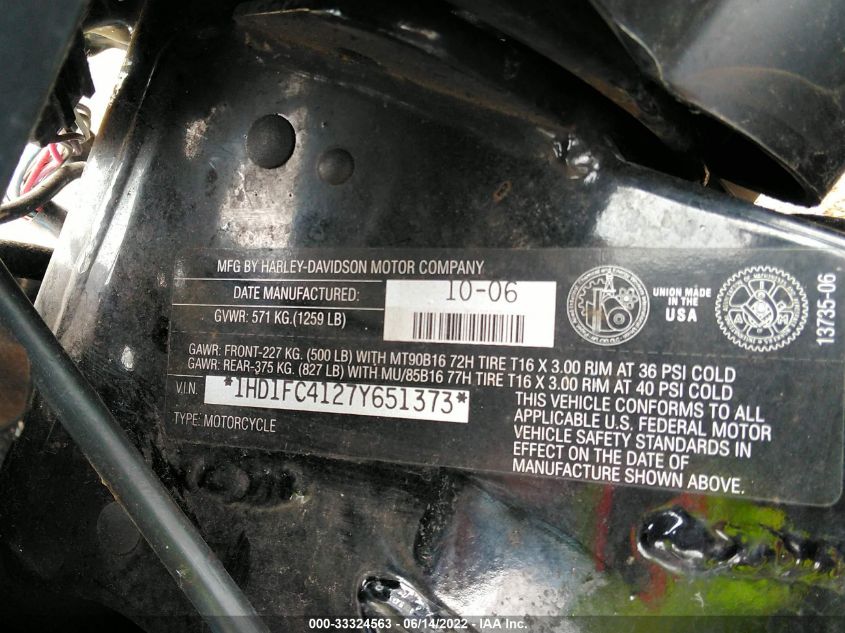2007 HARLEY-DAVIDSON FLHTCUI 1HD1FC4127Y651373