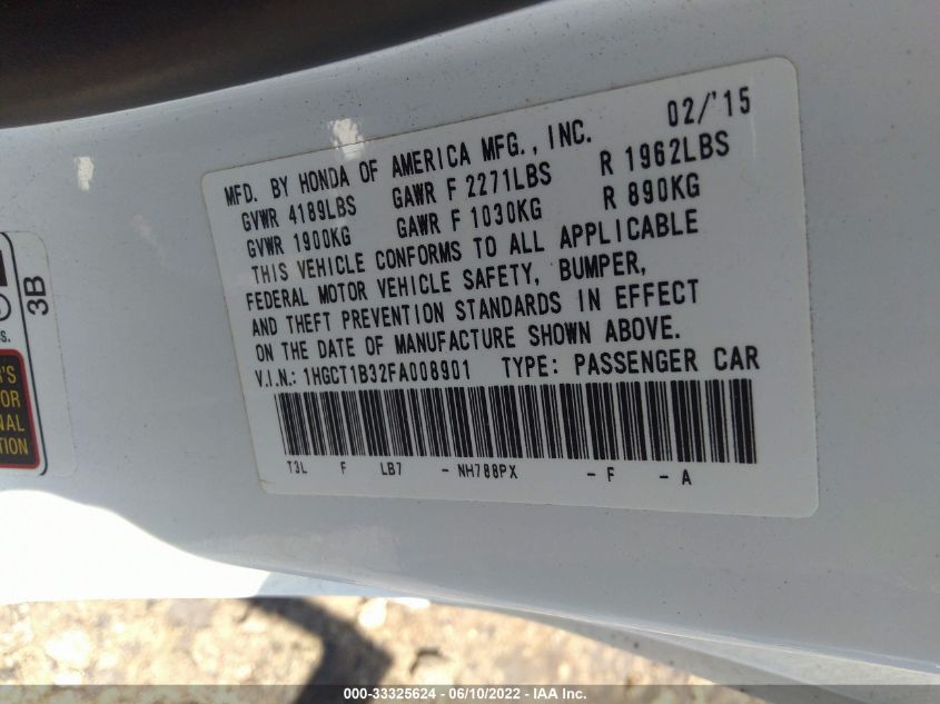 2015 HONDA ACCORD COUPE LX-S 1HGCT1B32FA008901