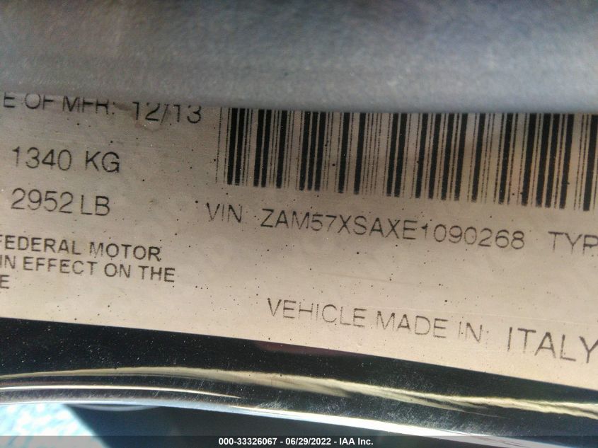 2014 MASERATI GHIBLI ZAM57XSAXE1090268