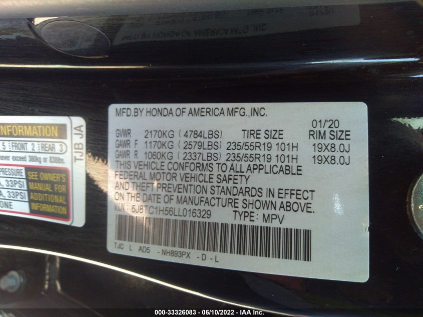 2020 ACURA RDX W/TECHNOLOGY PKG 5J8TC1H56LL016329
