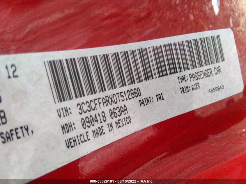 2013 FIAT 500 POP 3C3CFFARXDT512860