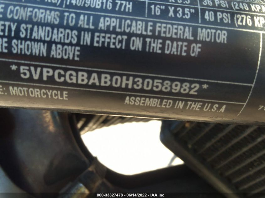 2017 VICTORY MOTORCYCLES GUNNER 5VPCGBAB0H3058982