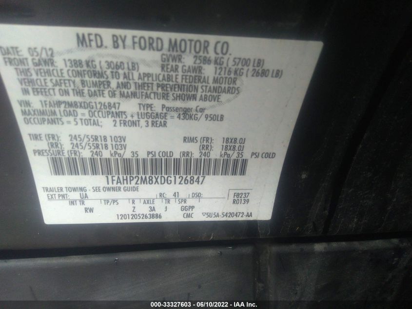 2013 FORD SEDAN POLICE INTERCEPTOR 1FAHP2M8XDG126847
