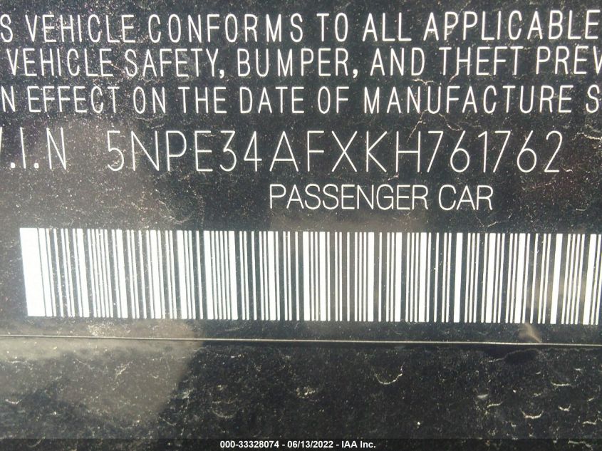 5NPE34AFXKH761762 HYUNDAI SONATA 2019 Photo 9