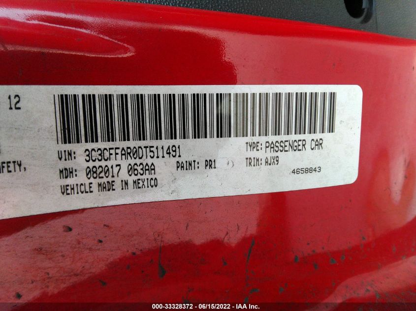 2013 FIAT 500 POP 3C3CFFAR0DT511491
