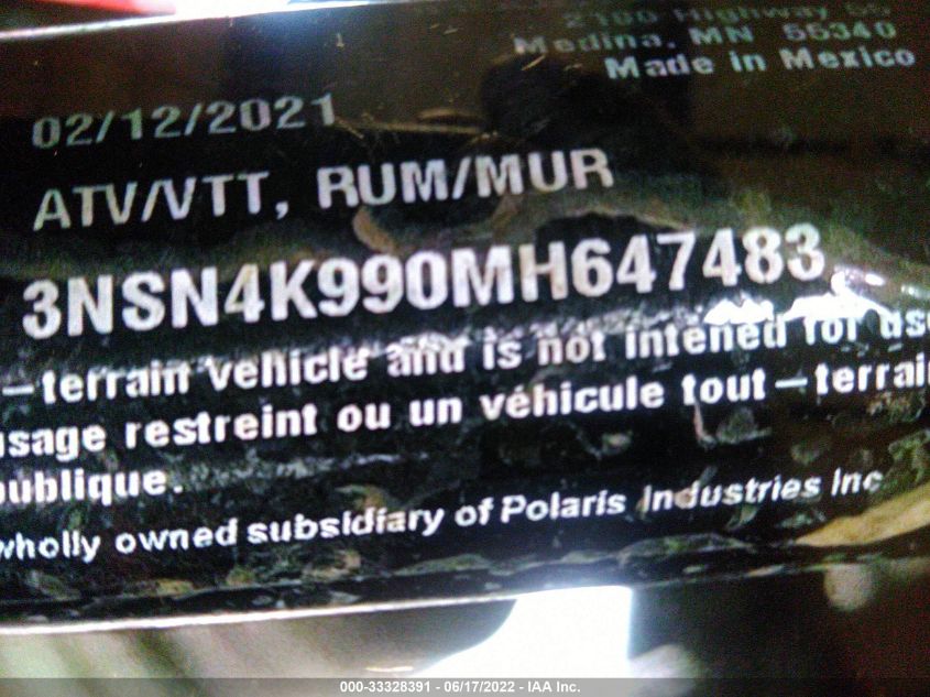 2021 POLARIS RZR XP 4 1000 PREMIUM 3NSN4K990MH647483