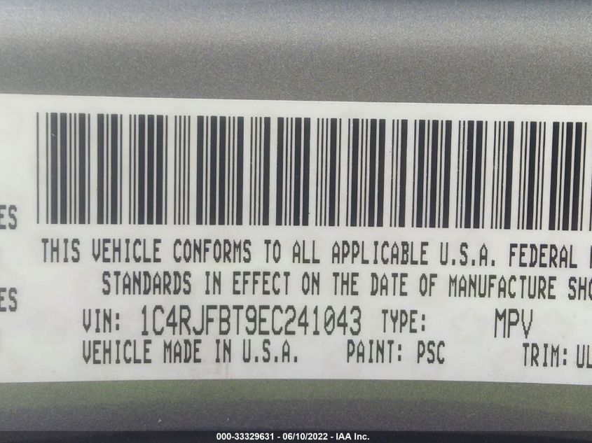 2014 JEEP GRAND CHEROKEE LIMITED 1C4RJFBT9EC241043