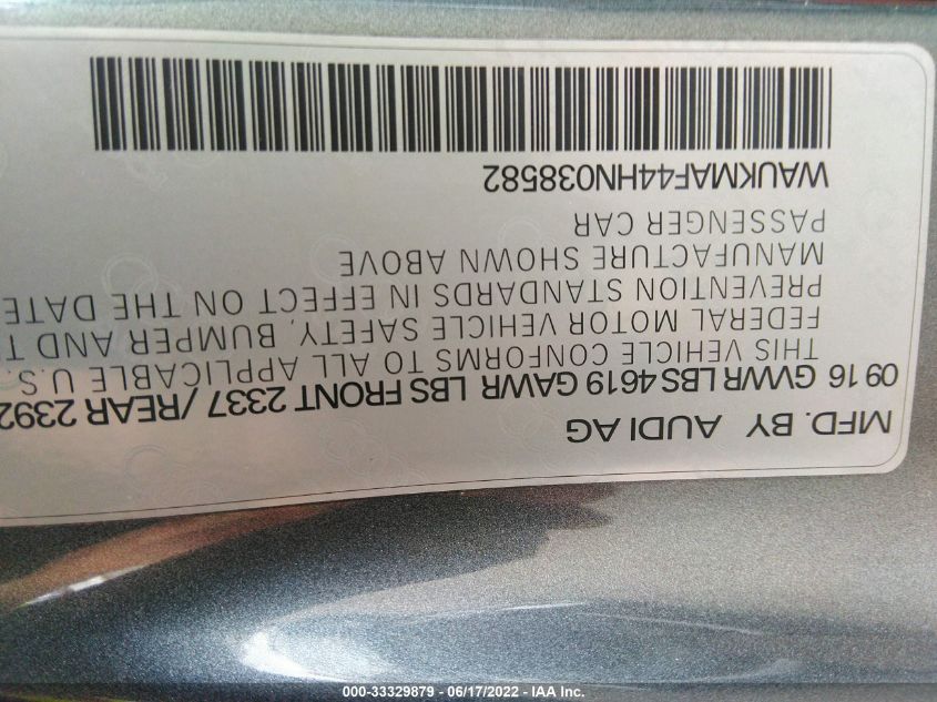 2017 AUDI A4 SEASON OF AUDI ULTRA WAUKMAF44HN038582