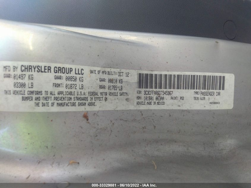 2013 FIAT 500 POP 3C3CFFAR6DT545967