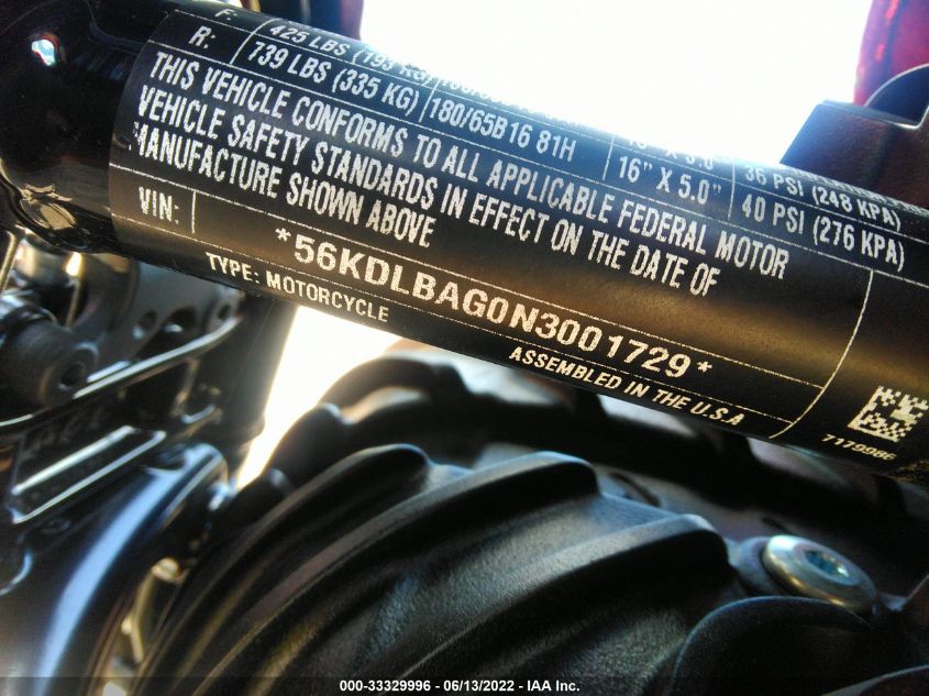 2022 INDIAN MOTORCYCLE CO. CHIEF BOBBER ABS 56KDLBAG0N3001729