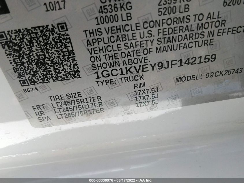 2018 CHEVROLET SILVERADO 2500HD LT 1GC1KVEY9JF142159