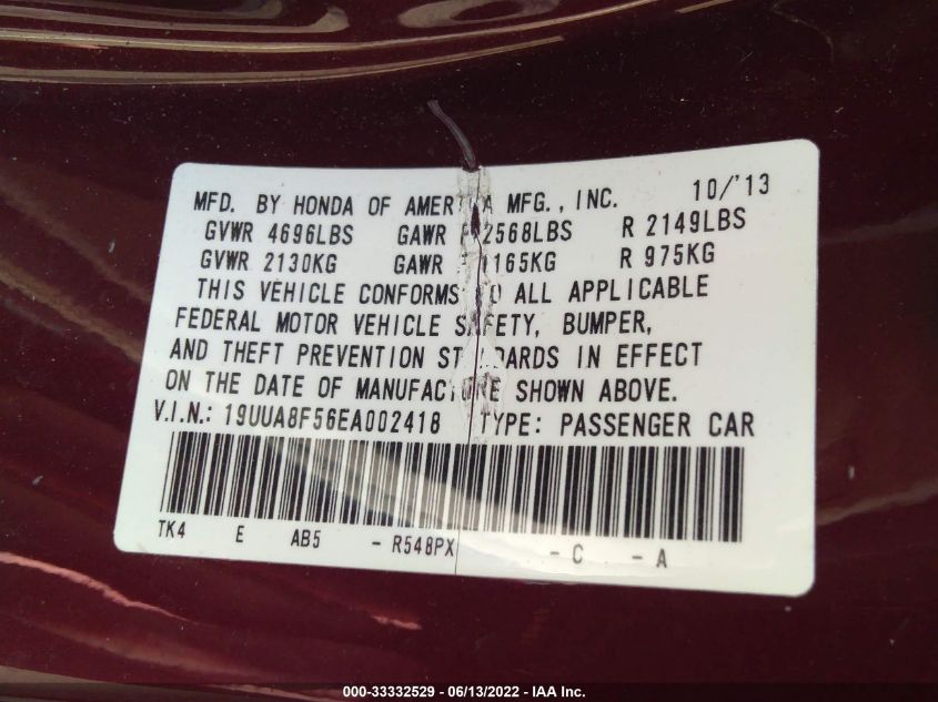 2014 ACURA TL TECH - 19UUA8F56EA002418