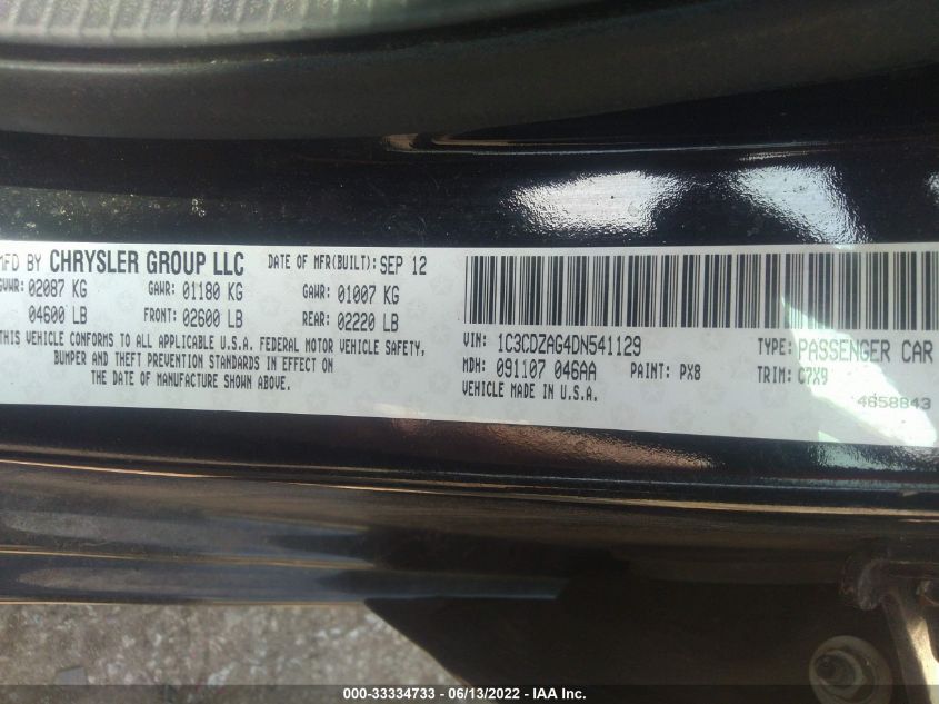 2013 DODGE AVENGER SE V6 1C3CDZAG4DN541129