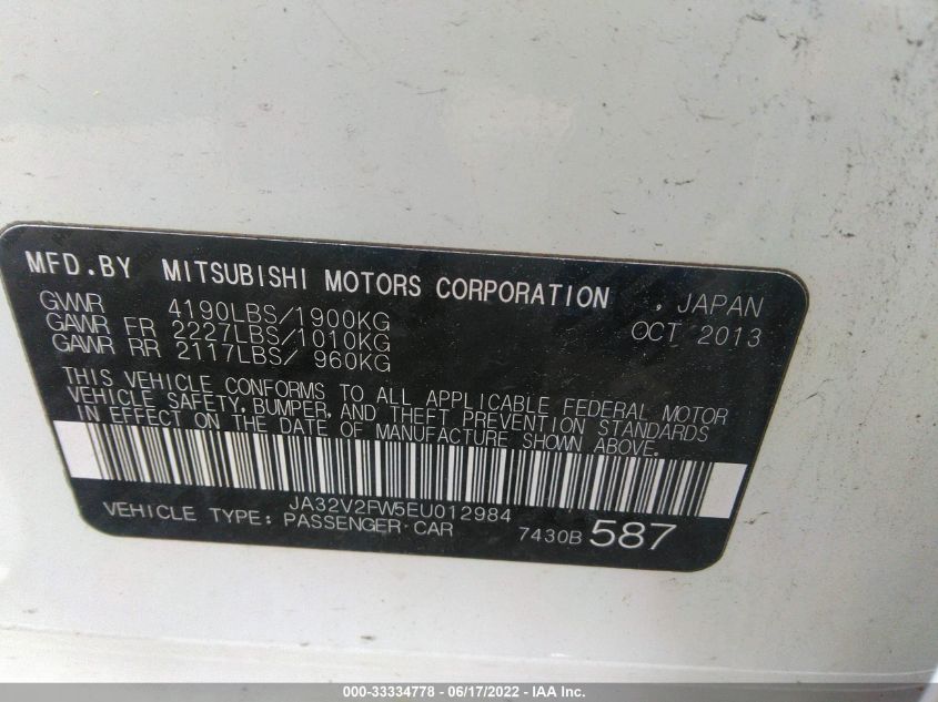 2014 MITSUBISHI LANCER SE JA32V2FW5EU012984