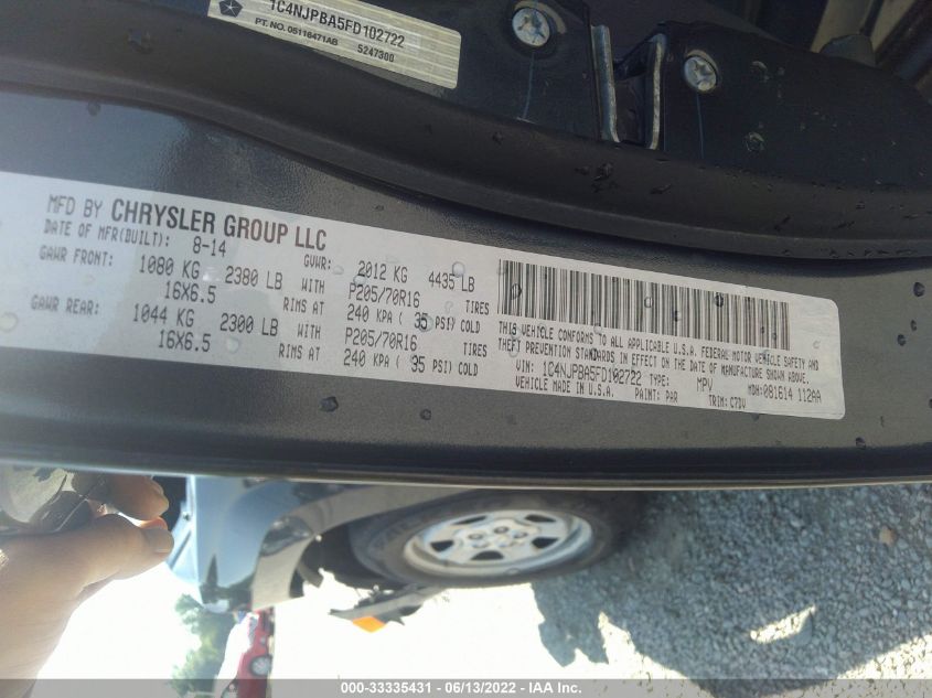 2015 JEEP PATRIOT SPORT 1C4NJPBA5FD102722