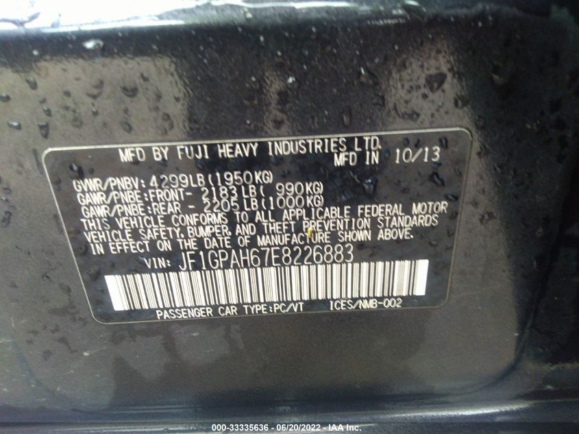 2014 SUBARU IMPREZA WAGON 2.0I LIMITED JF1GPAH67E8226883