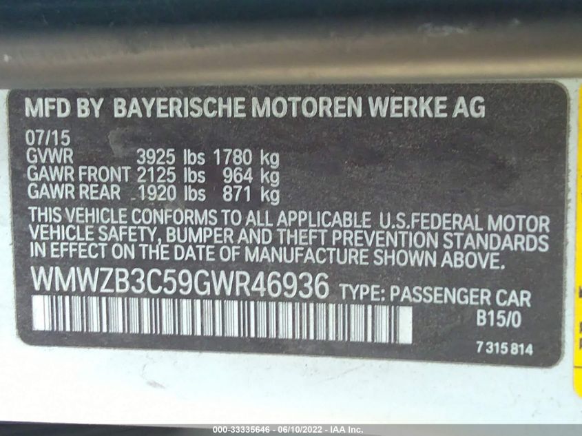 2016 MINI COOPER COUNTRYMAN WMWZB3C59GWR46936