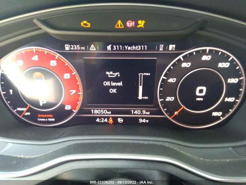 2019 AUDI S5 CABRIOLET PRESTIGE WAU24GF5XKN011020