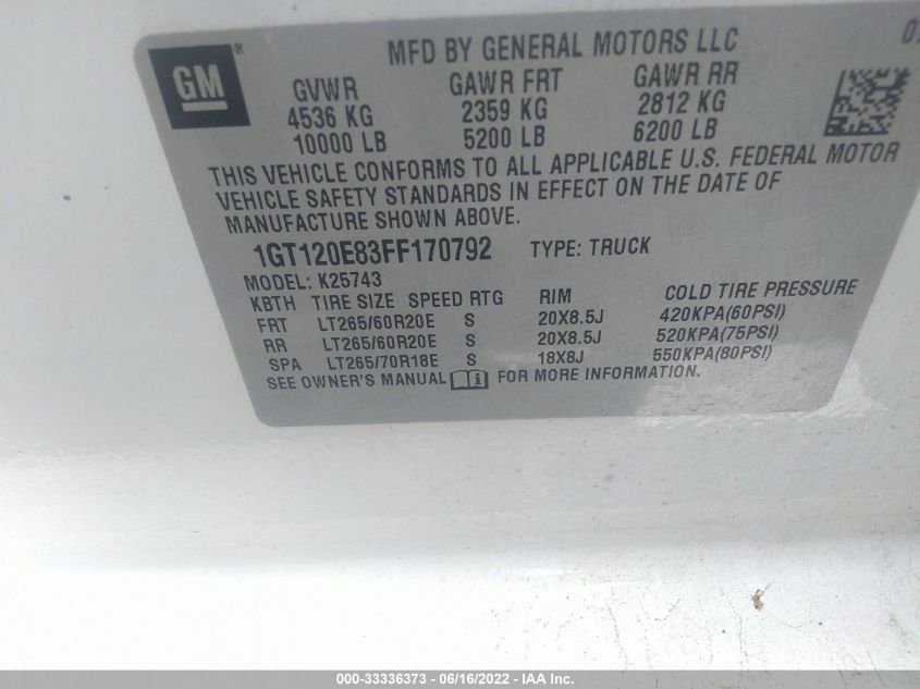 2015 GMC SIERRA 2500HD DENALI 1GT120E83FF170792