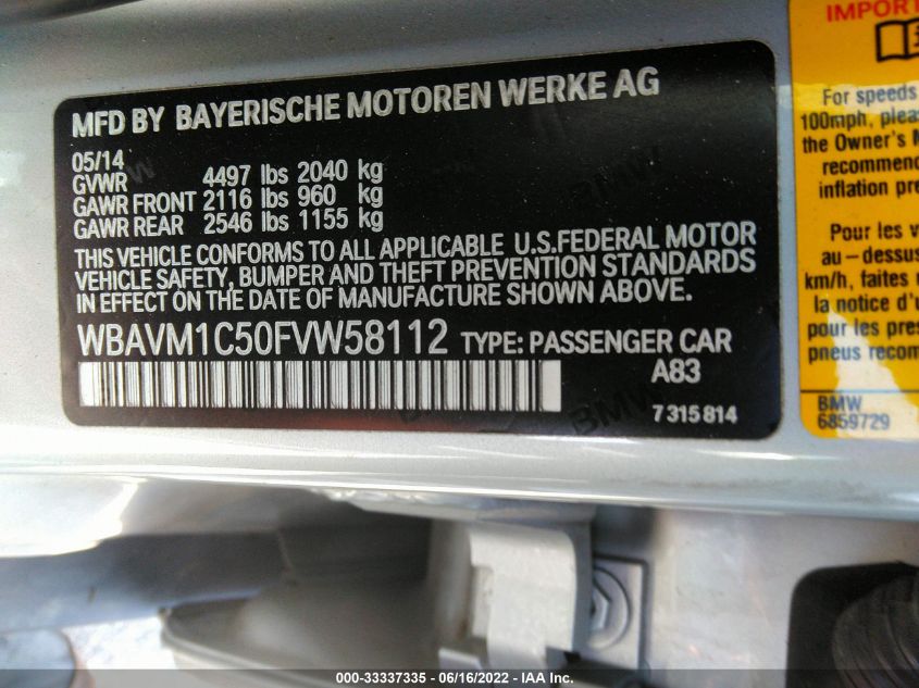 2015 BMW X1 SDRIVE28I WBAVM1C50FVW58112