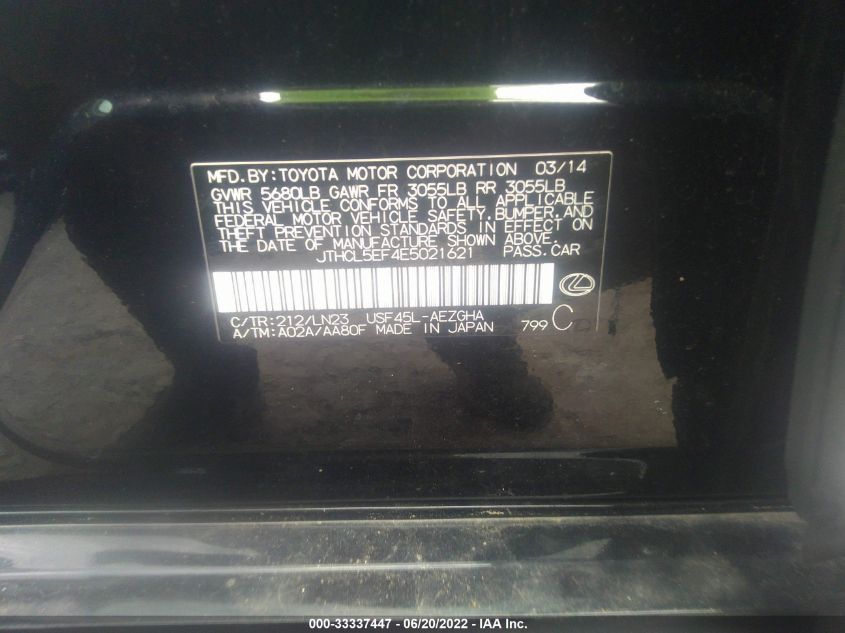 2014 LEXUS LS 460 JTHCL5EF4E5021621