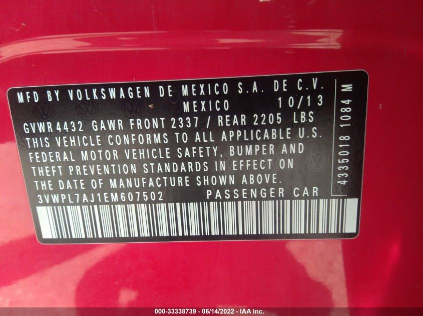 2014 VOLKSWAGEN JETTA SPORTWAGEN TDI 3VWPL7AJ1EM607502