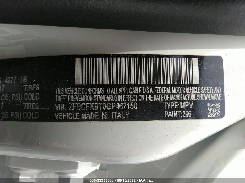 2016 FIAT 500X EASY ZFBCFXBT6GP467150
