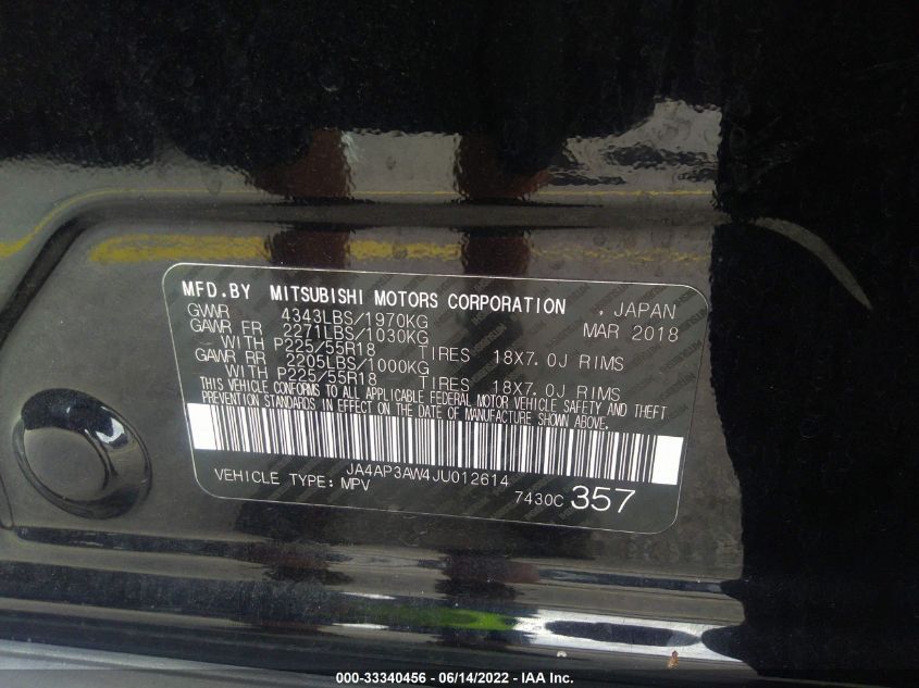 2018 MITSUBISHI OUTLANDER SPORT ES/SE JA4AP3AW4JU012614