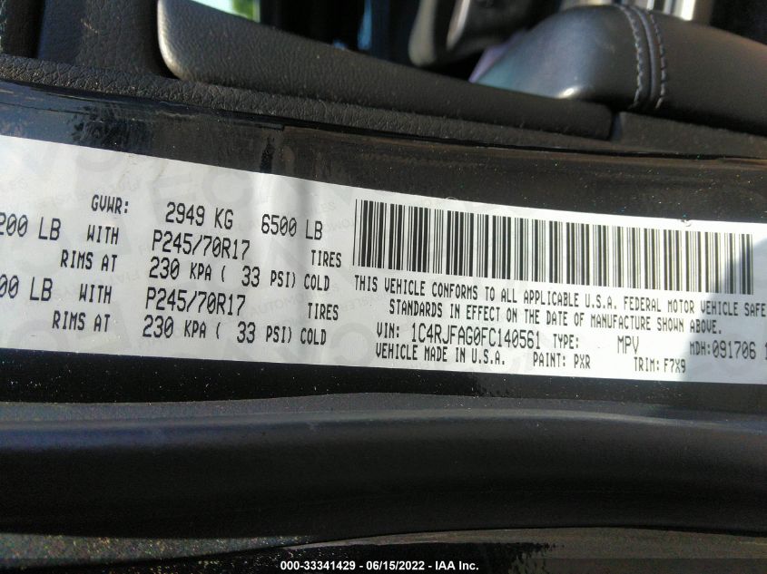 2015 JEEP GRAND CHEROKEE LAREDO 1C4RJFAG0FC140561