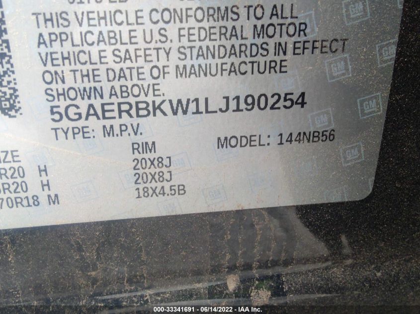 2020 BUICK ENCLAVE ESSENCE 5GAERBKW1LJ190254