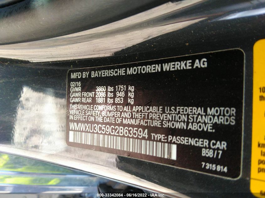 2016 MINI COOPER HARDTOP 4 DOOR S WMWXU3C59G2B63594
