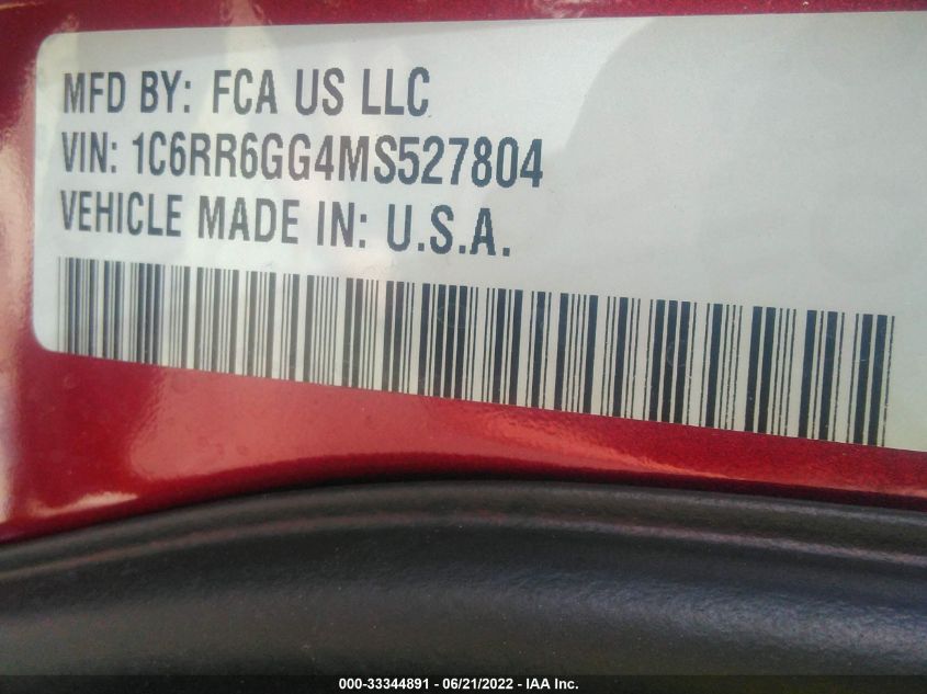 2021 RAM 1500 CLASSIC WARLOCK 1C6RR6GG4MS527804