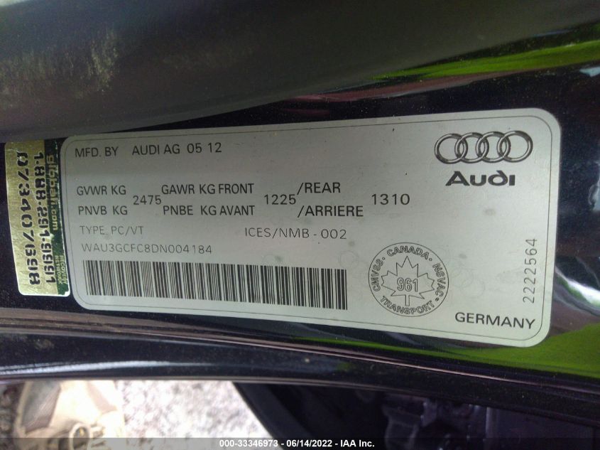 2013 AUDI A7 3.0 PREMIUM WAU3GCFC8DN004184