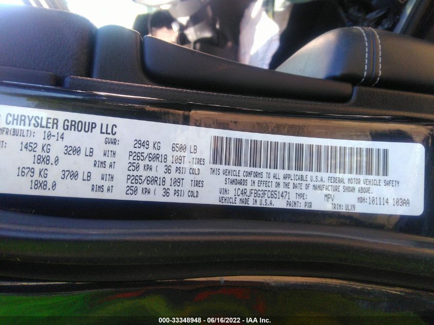 2015 JEEP GRAND CHEROKEE LIMITED 1C4RJFBG3FC651471