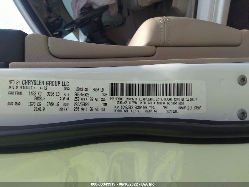 2014 JEEP GRAND CHEROKEE OVERLAND 1C4RJECG1EC164406