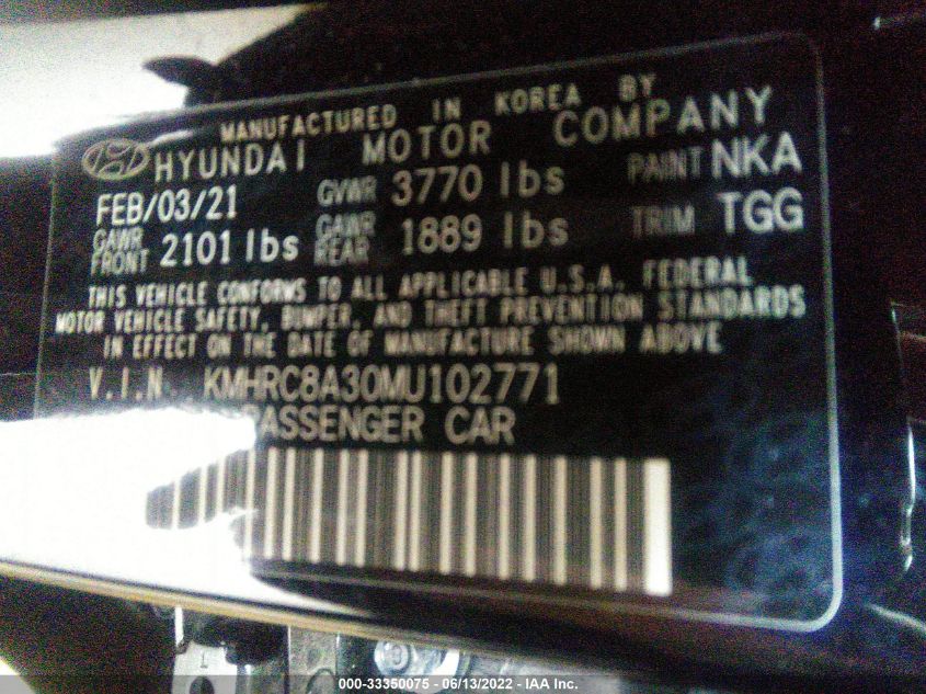 2021 HYUNDAI VENUE SEL KMHRC8A30MU102771