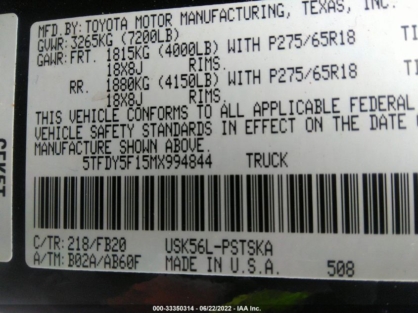 2021 TOYOTA TUNDRA 4WD SR5/TRD PRO 5TFDY5F15MX994844