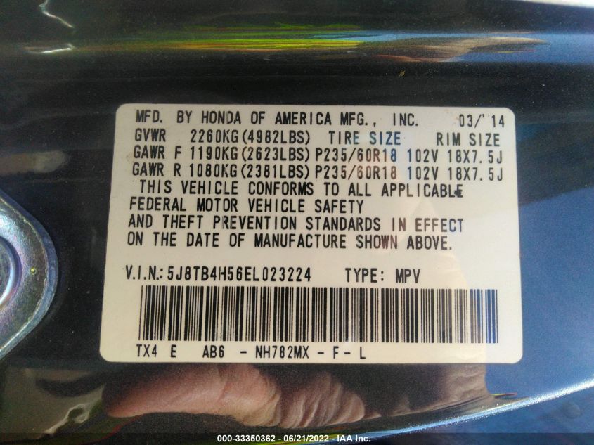 2014 ACURA RDX TECHNOLOGY 5J8TB4H56EL023224
