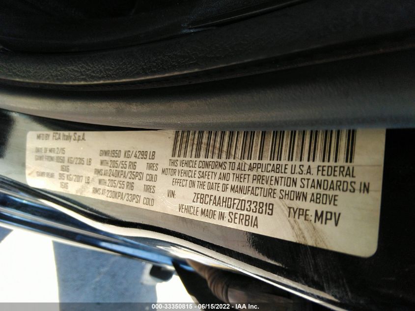 2015 FIAT 500L POP ZFBCFAAH0FZ033819