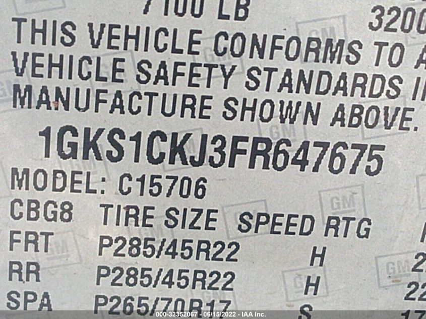 2015 GMC YUKON DENALI 1GKS1CKJ3FR647675