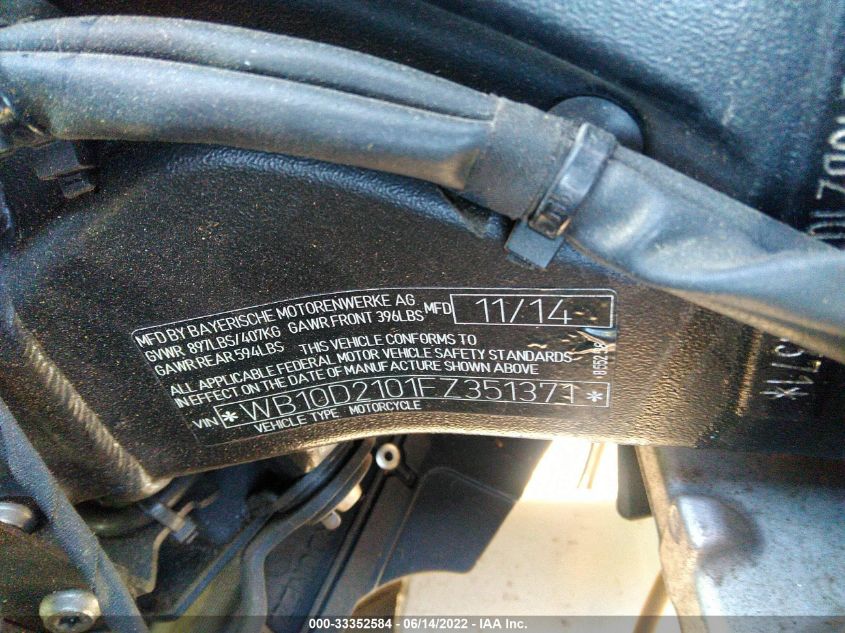 2015 BMW S 1000 RR WB10D2101FZ351371