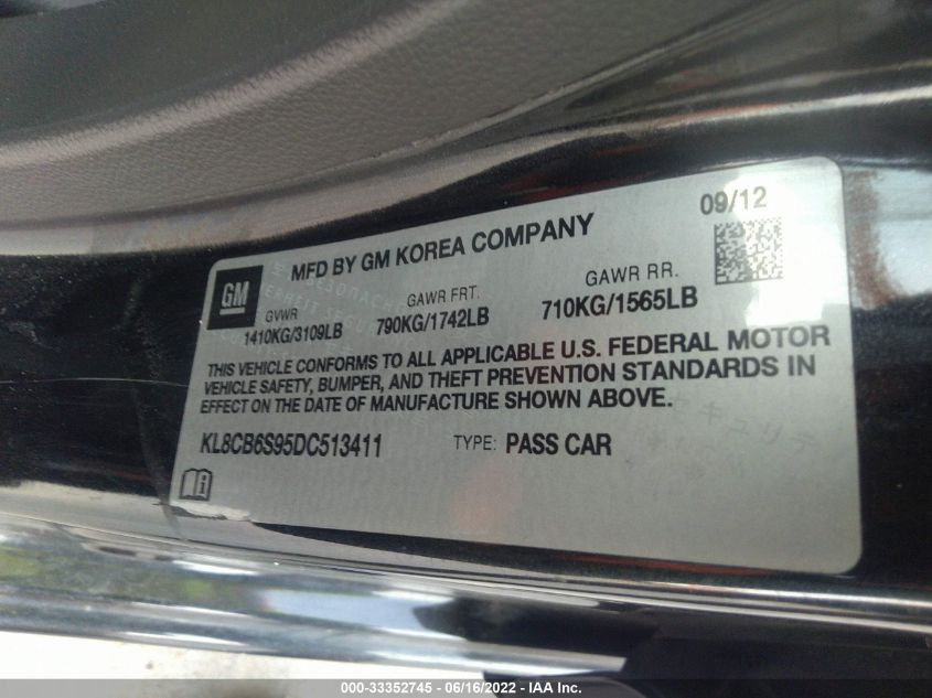 2013 CHEVROLET SPARK LS KL8CB6S95DC513411