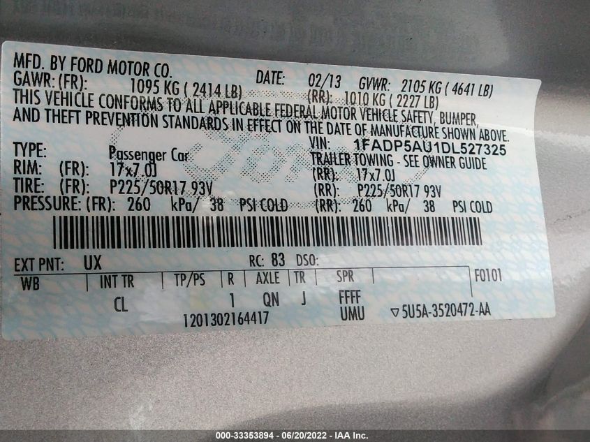 2013 FORD C-MAX HYBRID SE 1FADP5AU1DL527325