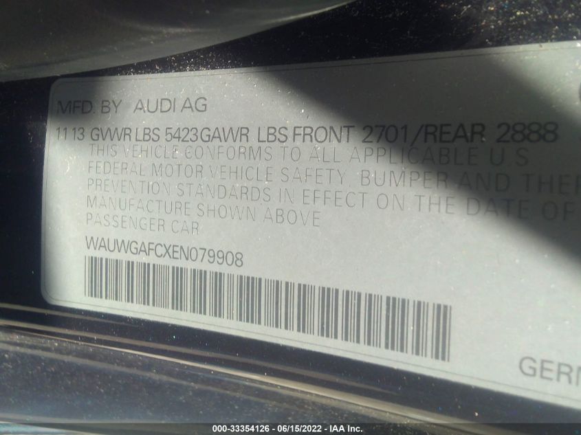 2014 AUDI A7 3.0 PREMIUM PLUS WAUWGAFCXEN079908