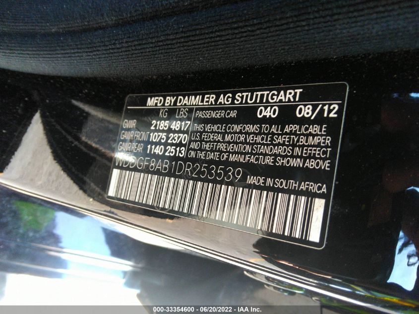 2013 MERCEDES-BENZ C-CLASS C 300 WDDGF8AB1DR253539